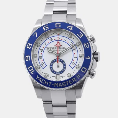 Pre-owned Yacht-master Ii 116680 Automatic White Stainless Steel Men's Wristwatch 44 Mm from The Luxury Closet
