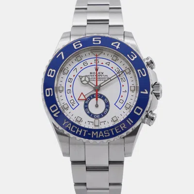 Pre-owned Rolex Yacht-master Ii 116680 Automatic White Stainless Steel Men's Wristwatch 44 Mm