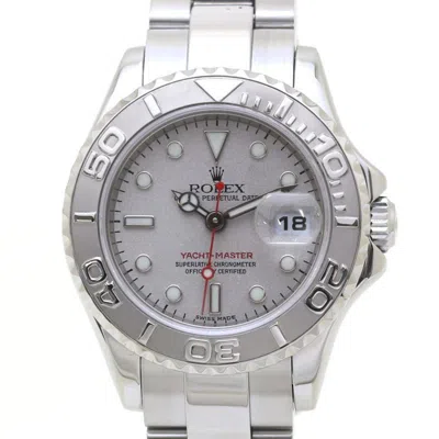 Pre-owned Rolex Yacht-master Platinum Stainless Steel Wristwatch ()