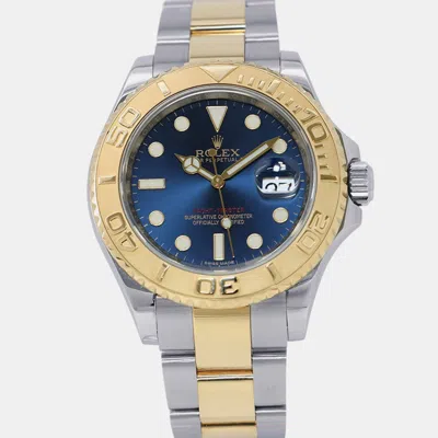Pre-owned Rolex Yacht-master 16623 Blue 18k Yellow Gold Stainless Steel Automatic Men's Watches 40mm