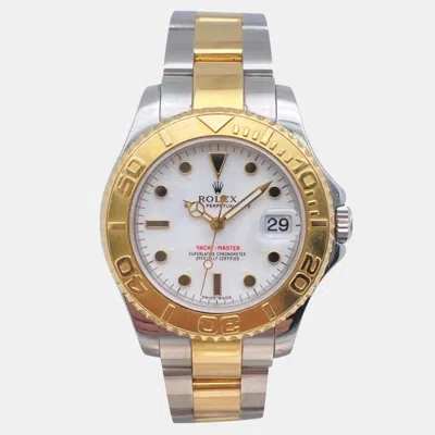 Pre-owned Rolex Yacht-master 168623 White Stainless Steel Automatic Men Wristwatch 35mm