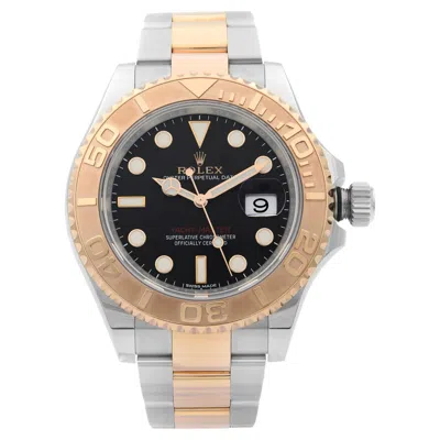 Pre-owned Rolex Yacht-master 18k Everose Gold Steel Black Dial Mens Watch 116621