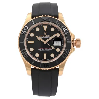 Pre-owned Rolex Yacht-master 18k Rose Gold Black Dial Automatic Mens Watch 116655 In Red
