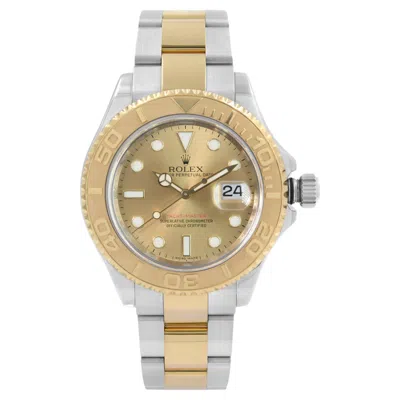 Pre-owned Rolex Yacht-master 18k Yellow Gold Steel Champagne Dial Automatic Watch 16623