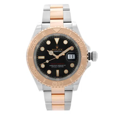 Pre-owned Rolex Yacht-master 40 18k Rose Gold Steel Black Dial Automatic Mens Watch 126621 In Red