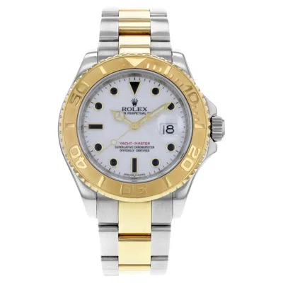 Pre-owned Rolex Yacht-master 40mm 18k Yellow Gold Steel White Dial Automatic Watch 16623