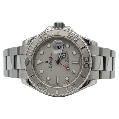 Pre-owned Rolex Yacht-master Stainless Steel Platinum Bezel 40mm Watch In Multiple