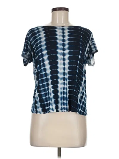 Pre-owned Rolla Coster Short Sleeve Top Blue Tie-dye Pattern Square Neckline Tops