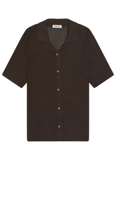 Rolla's Bowler Grid Knit Shirt In 棕色