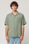 Rolla's Bowler Seersucker Shirt In Moss