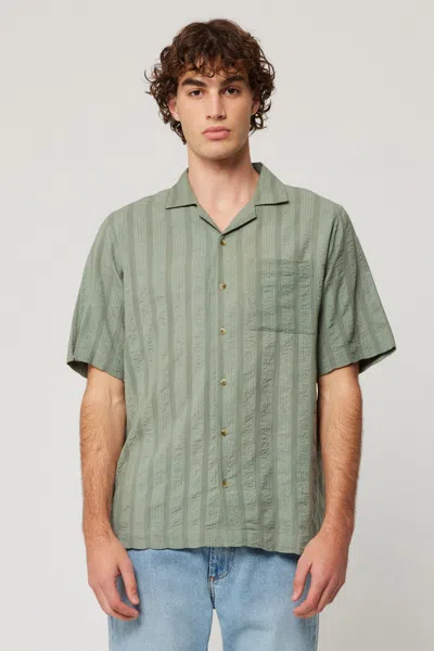 Rolla's Bowler Seersucker Shirt In Moss