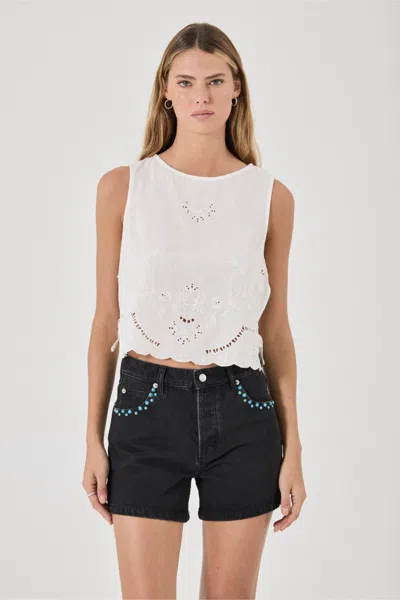 Rolla's Camille Top Embroidered In White