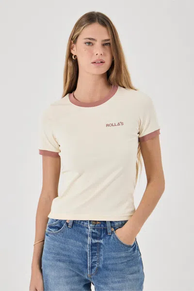 Rolla's Classic Ringer Tee Petite Logo In White