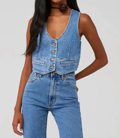 Rolla's Dallas Jeans Vest In Mid Vintage Blue