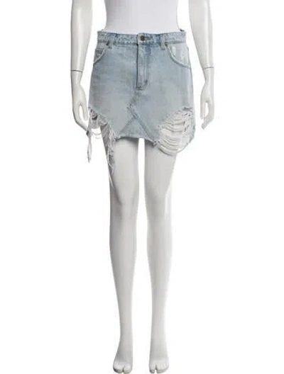 Pre-owned Rolla's Distressed Accents Mini Skirt In Blue