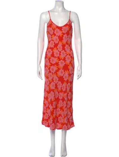 Pre-owned Rolla's Floral Print Long Dress In Red