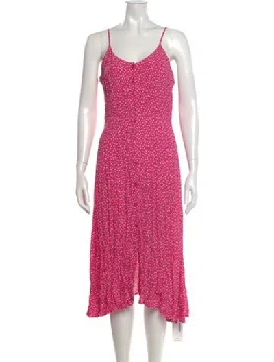 Pre-owned Rolla's Floral Print Midi Length Dress In Pink