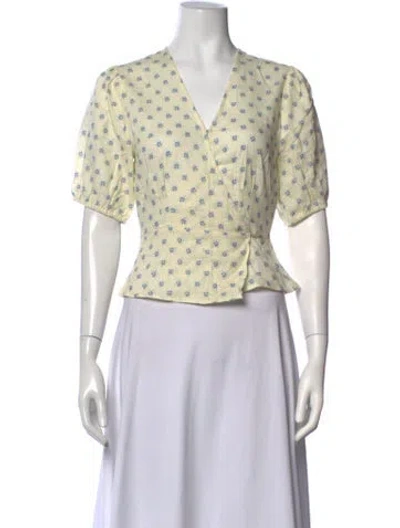 Pre-owned Rolla's Floral Print V-neck Top W/ Tags In Multicolor