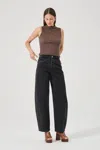 Rolla's Sailor Scoop Long Jeans In Blackblack Sand Eyelet In Black