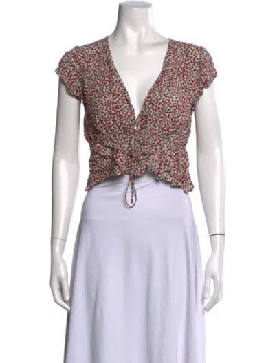 Pre-owned Rolla's Graphic Print V-neck Crop Top In Multicolor