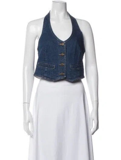 Pre-owned Rolla's Halterneck Sleeveless Crop Top In Black