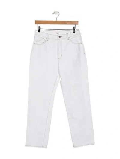 Pre-owned Rolla's High-rise Straight Leg Jeans In White