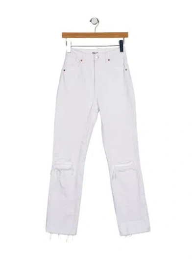 Pre-owned Rolla's High-rise Wide Leg Jeans In White
