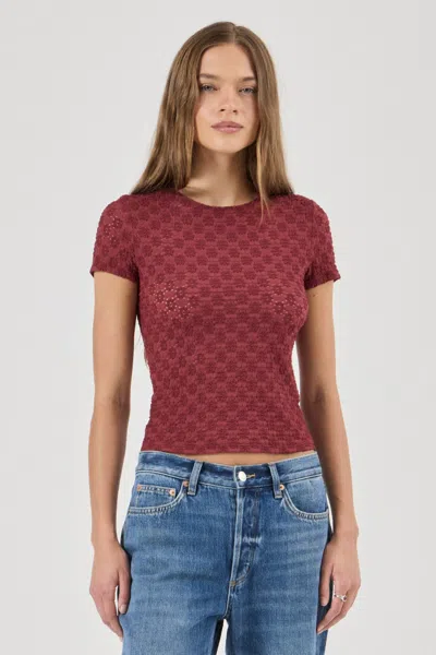 Rolla's Jeans Daisy Lace Tee In Burgundy