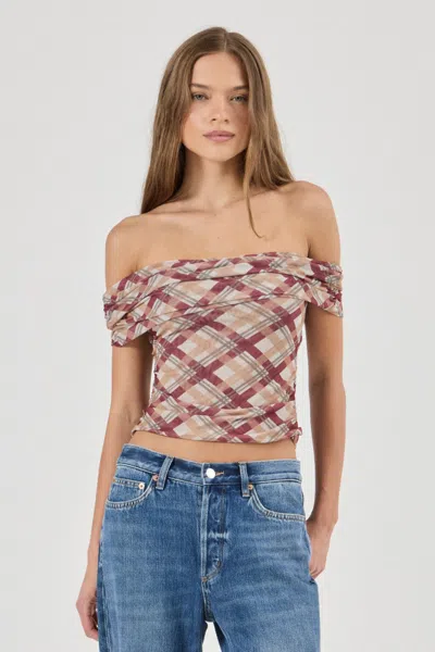 Rolla's Jeans Field Lines Cold Shoulder Top In Neutral