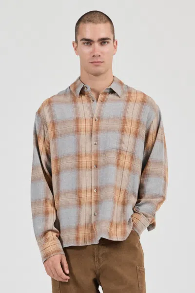 Rolla's Jeans Us Campus Check Long Sleeve Shirt In Brown