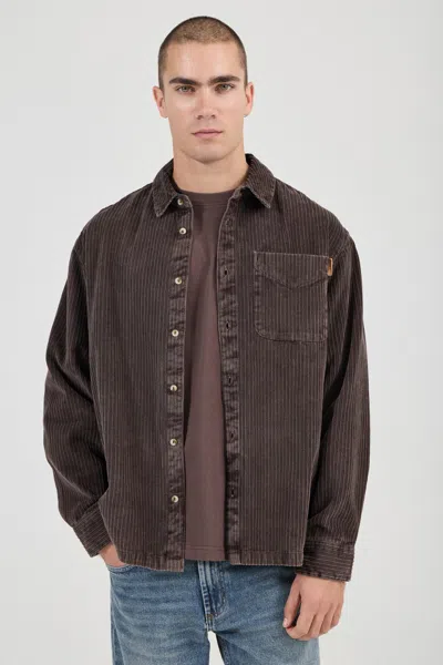 Rolla's Jeans Us Campus Chunky Cord Long Sleeve Shirt In Brown