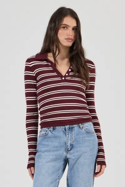 Rolla's Jeans Us Lady Knit Top In Burgundy