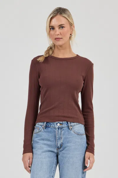 Rolla's Jeans Us Pointelle Classic Long Sleeve Top In Brown