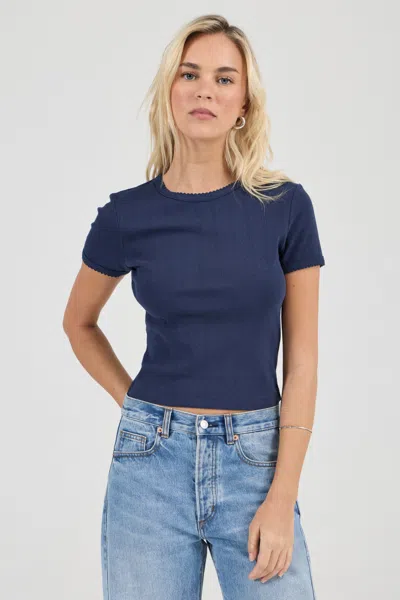 Rolla's Jeans Us Pointelle Classic Tee In Blue