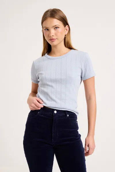 Rolla's Jeans Us Pointelle Classic Tee In Dusty Blue