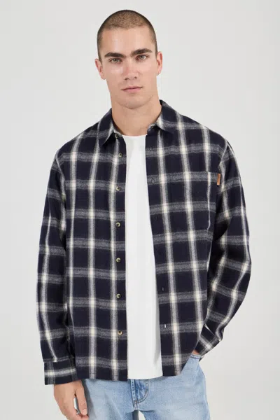Rolla's Jeans Us Prep Flannel Check Long Sleeve Shirt In Blue