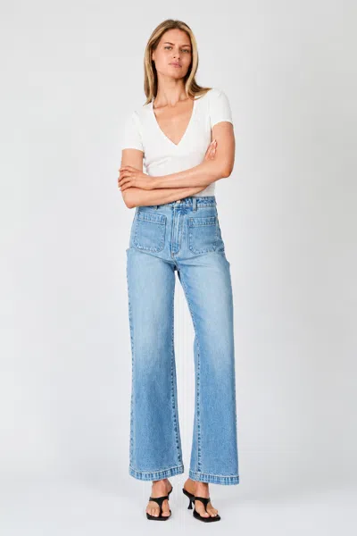 Rolla's Jeans Us Sailor Wide Leg Cinch Jeans Long In Lennon Blue
