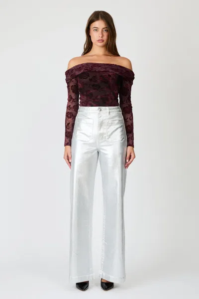 Rolla's Jeans Us Sailor Wide Leg Jeans Long In Silver Foil