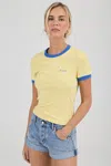 Rolla's Jeans Us Script Ringer Tee In Yellow
