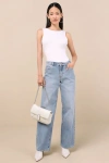 Rolla's Kate Light Wash Mid-rise Baggy Jeans In Blue