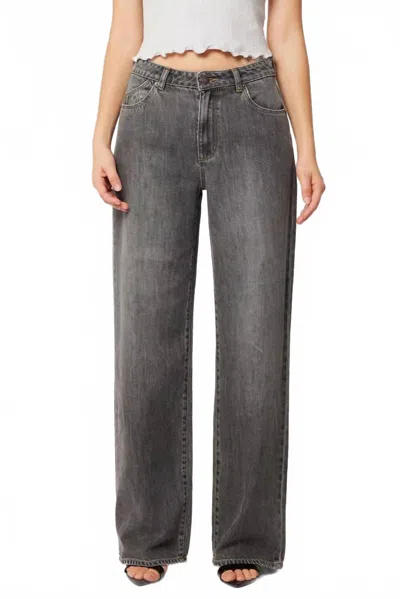 Rolla's Kate Mid Rise Baggy Jeans In Black Stone In Gray