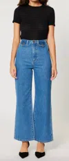 Rolla's Lia Sailor Wide Leg Jeans In Mid Blue In Blue
