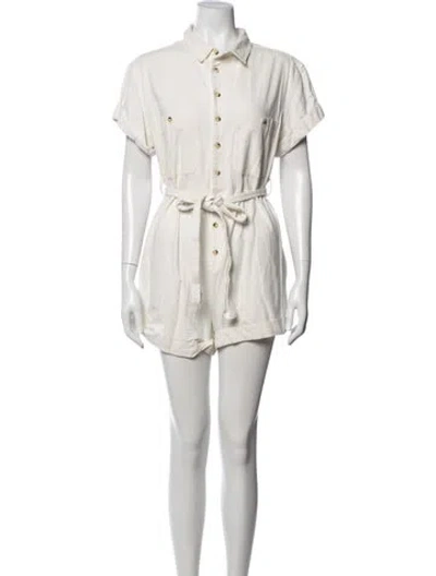 Pre-owned Rolla's Linen Romper In White