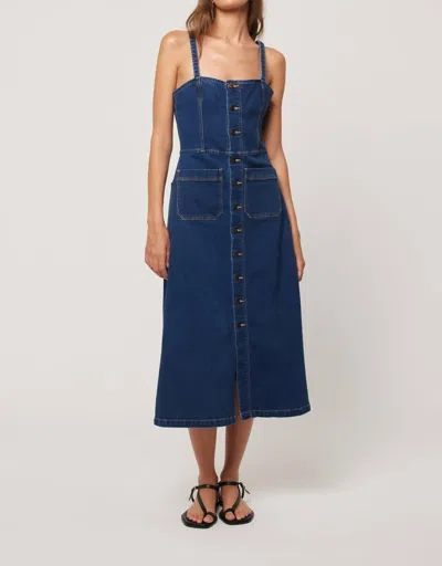 Rolla's Mara Denim Midi Dress In Deep Blue