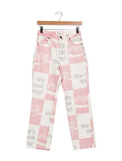 Pre-owned Rolla's Mid-rise Straight Leg Jeans In Pink