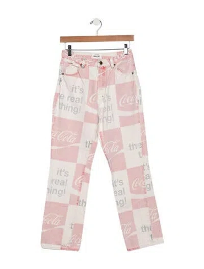 Pre-owned Rolla's Mid-rise Straight Leg Jeans In Pink