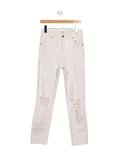 Pre-owned Rolla's Mid-rise Straight Leg Jeans In White