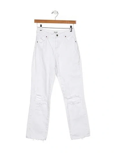 Pre-owned Rolla's Mid-rise Straight Leg Jeans In White