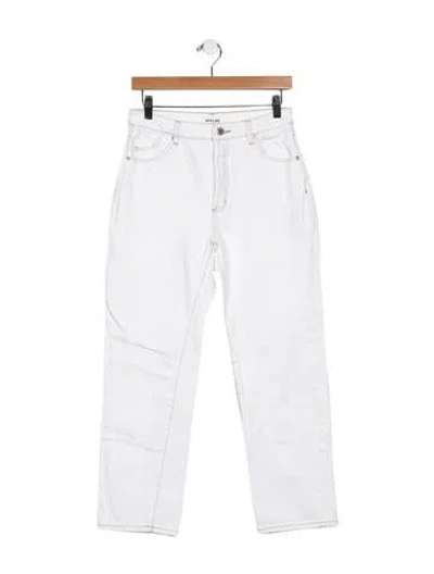 Pre-owned Rolla's Mid-rise Straight Leg Jeans In White
