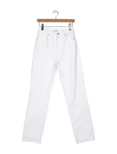 Pre-owned Rolla's Mid-rise Straight Leg Jeans In White